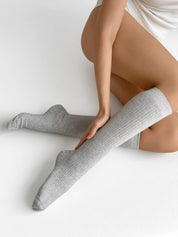 Silver melange knee-high socks