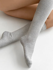 Silver melange knee-high socks