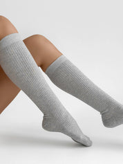 Silver melange knee-high socks
