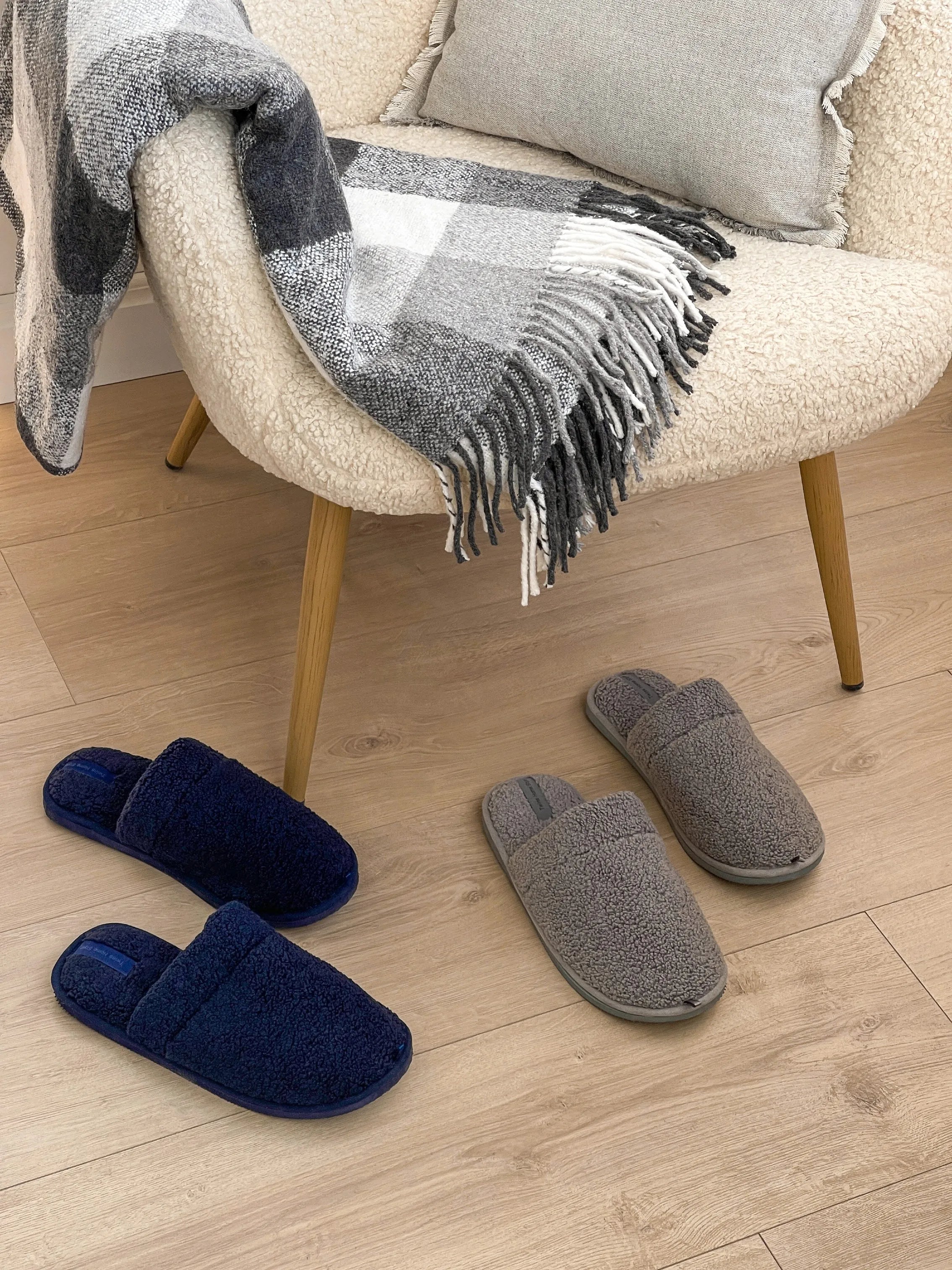Men's Teddy slippers, gray