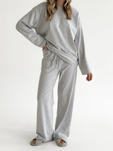 Knitwear Coolir set of long sleeves wide and pants gray