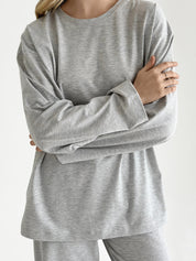 Knitwear Coolir set of long sleeves wide and pants gray