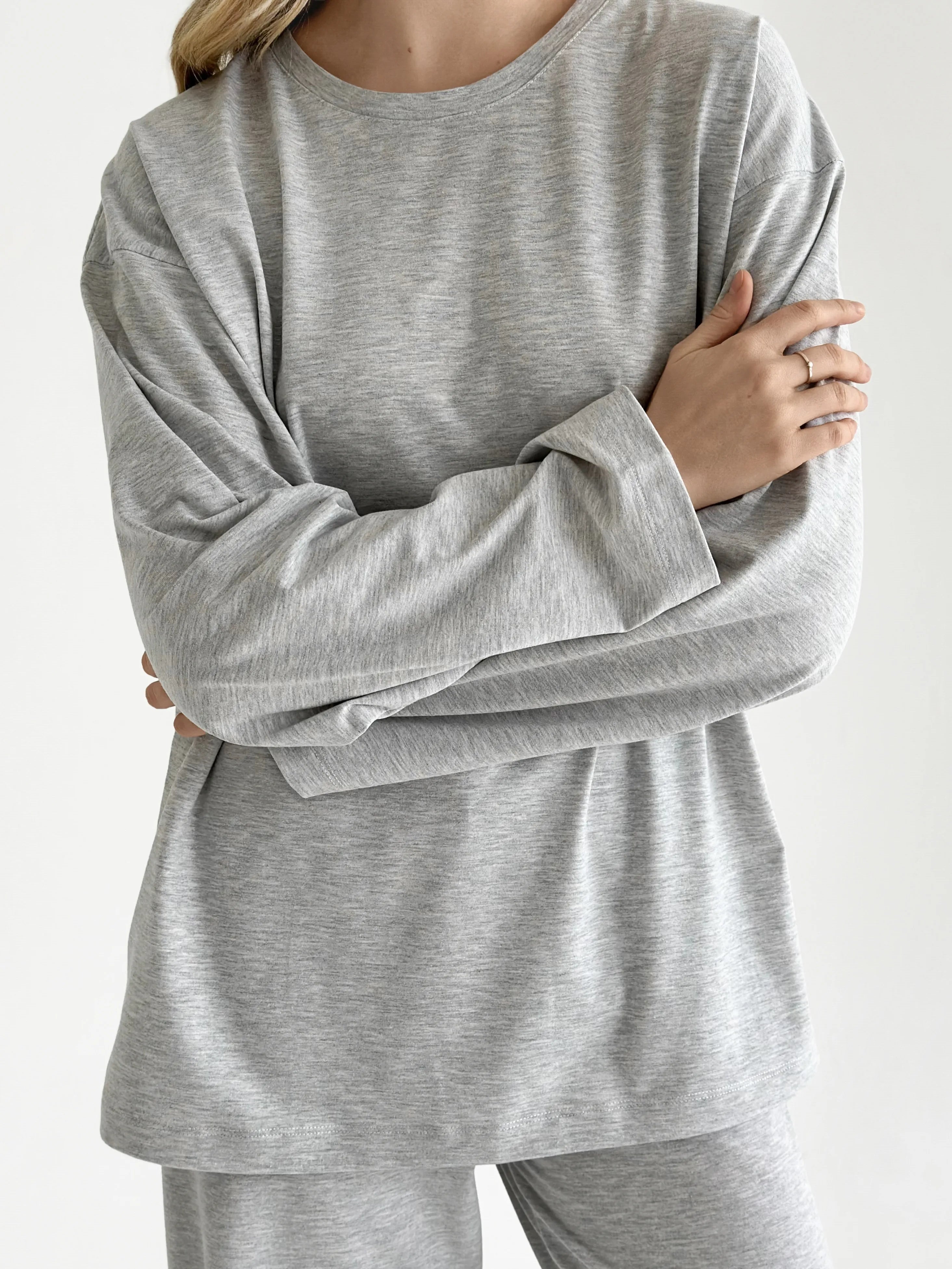 Knitwear Coolir set of long sleeves wide and pants gray