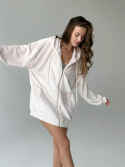 TEDDY zippered jacket reversible fleece beige