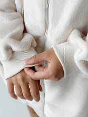 TEDDY zippered jacket reversible fleece beige