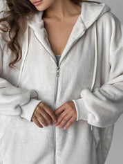TEDDY zippered jacket reversible fleece beige