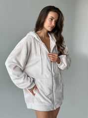 TEDDY zippered jacket reversible fleece beige