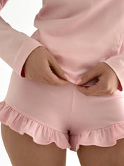 Knitwear Coolir set of long sleeves and ruffled shorts pink