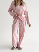 Knitwear Coolir set of long sleeves wide and pants pink