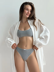Lingerie Top "Tenderness" ribbed knitwear dark grey