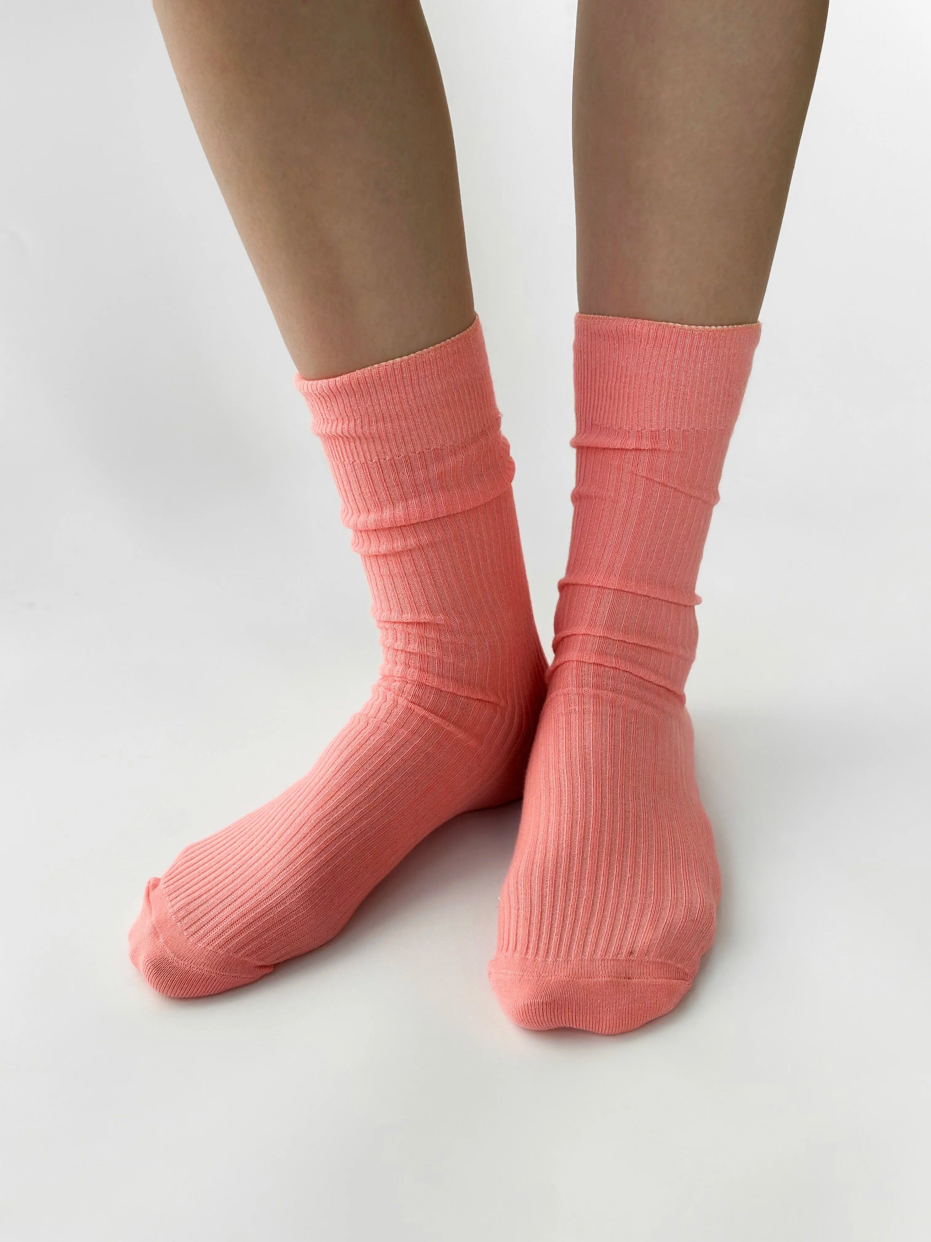 Peach knitted socks