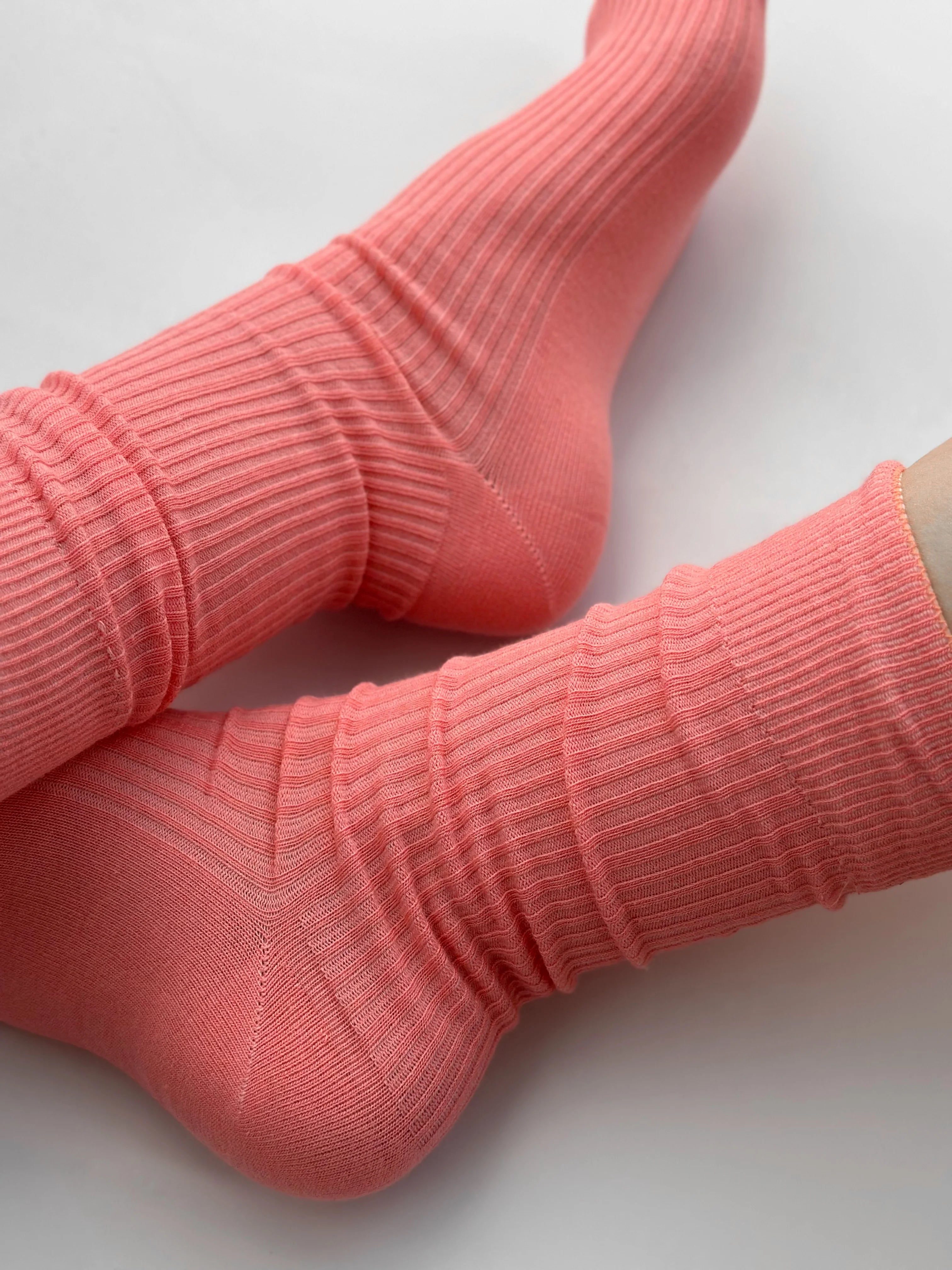 Peach knitted socks