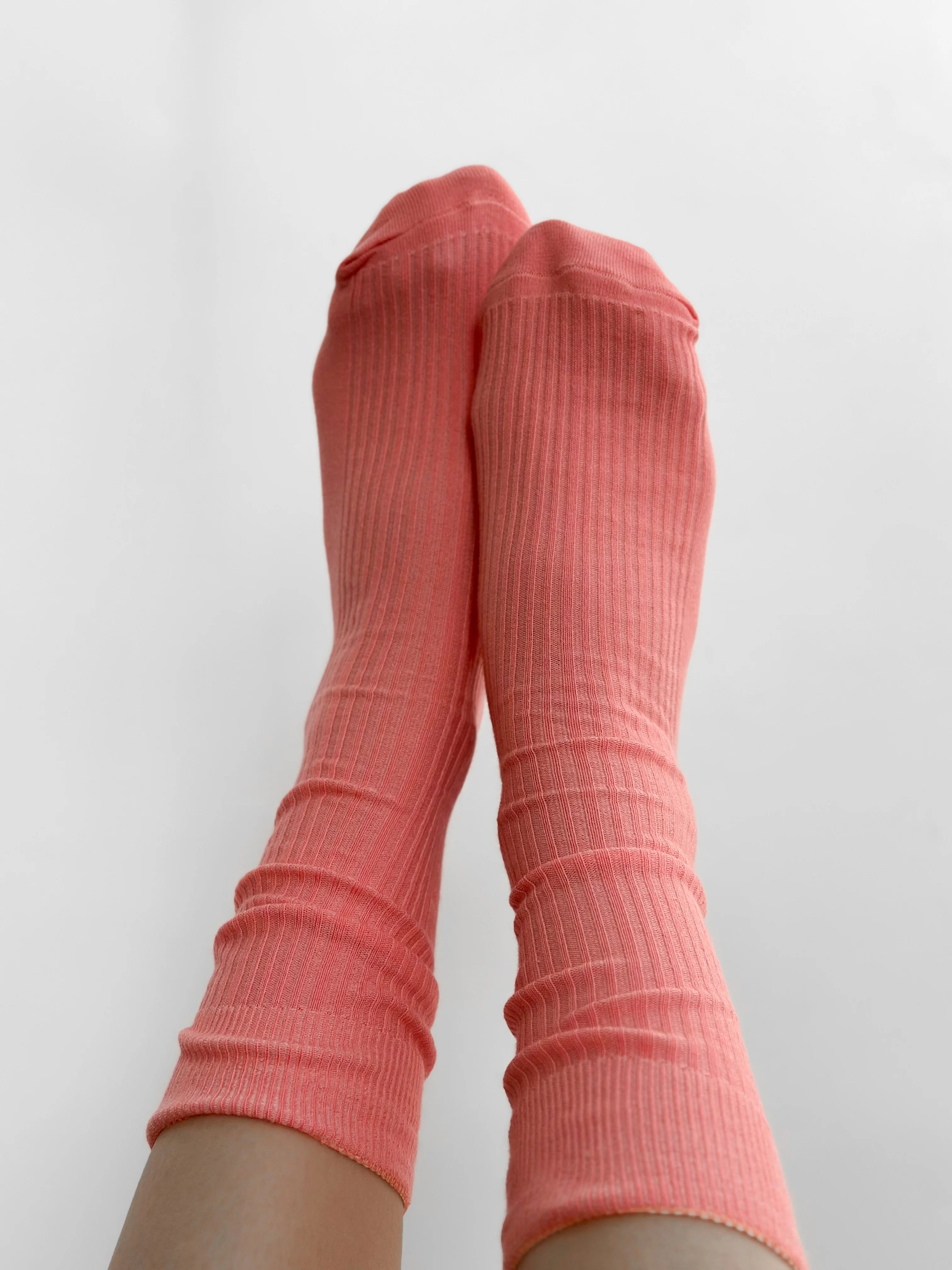 Peach knitted socks