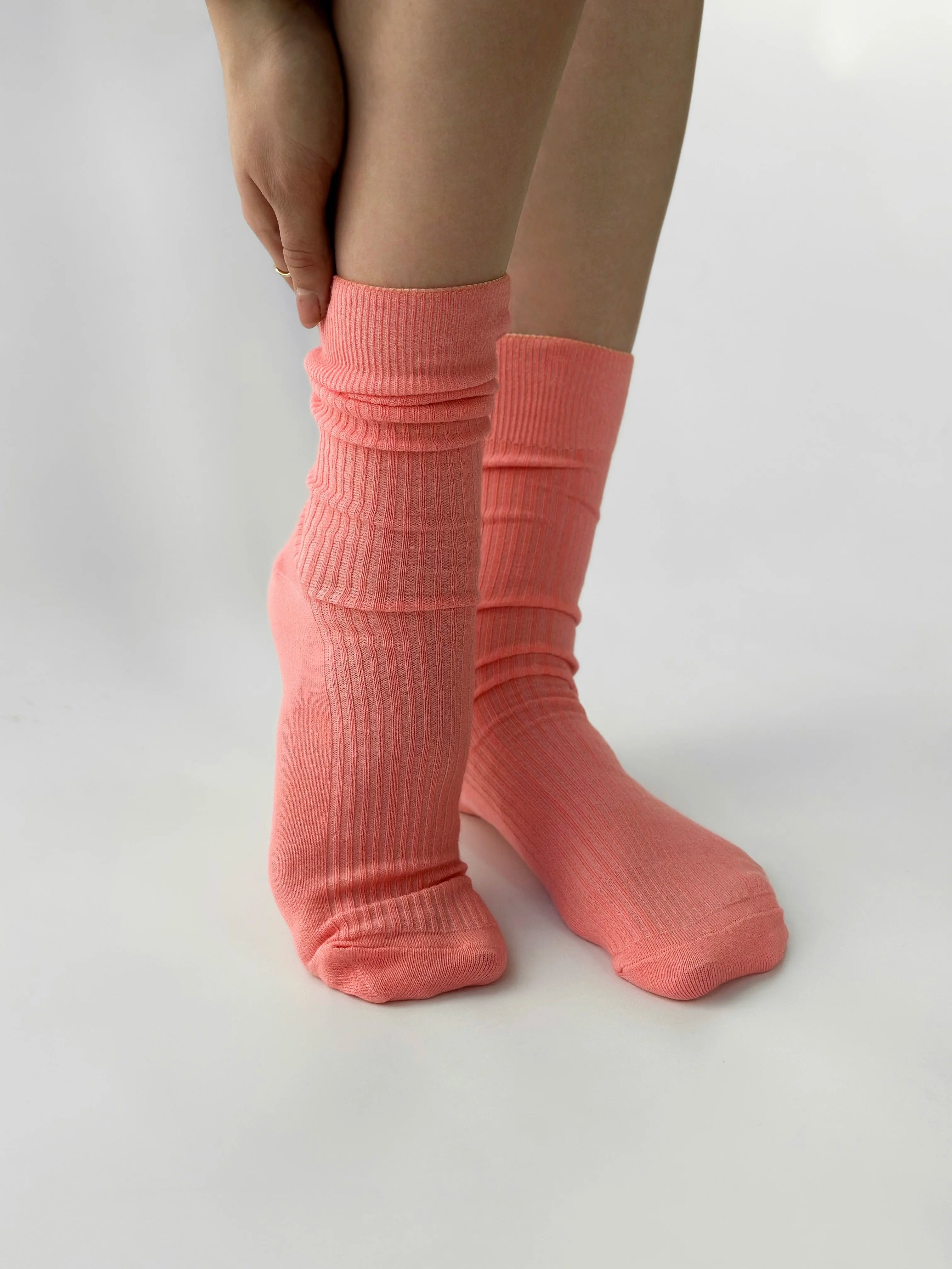 Peach knitted socks