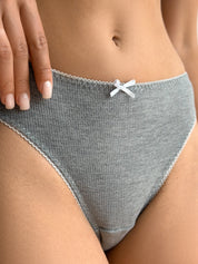 Lingerie Thongs “Tenderness” Dark Gray Ribbed Knit