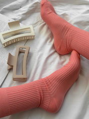 Peach knitted socks