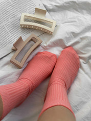 Peach knitted socks