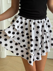 Soft short skirt with large polka dots