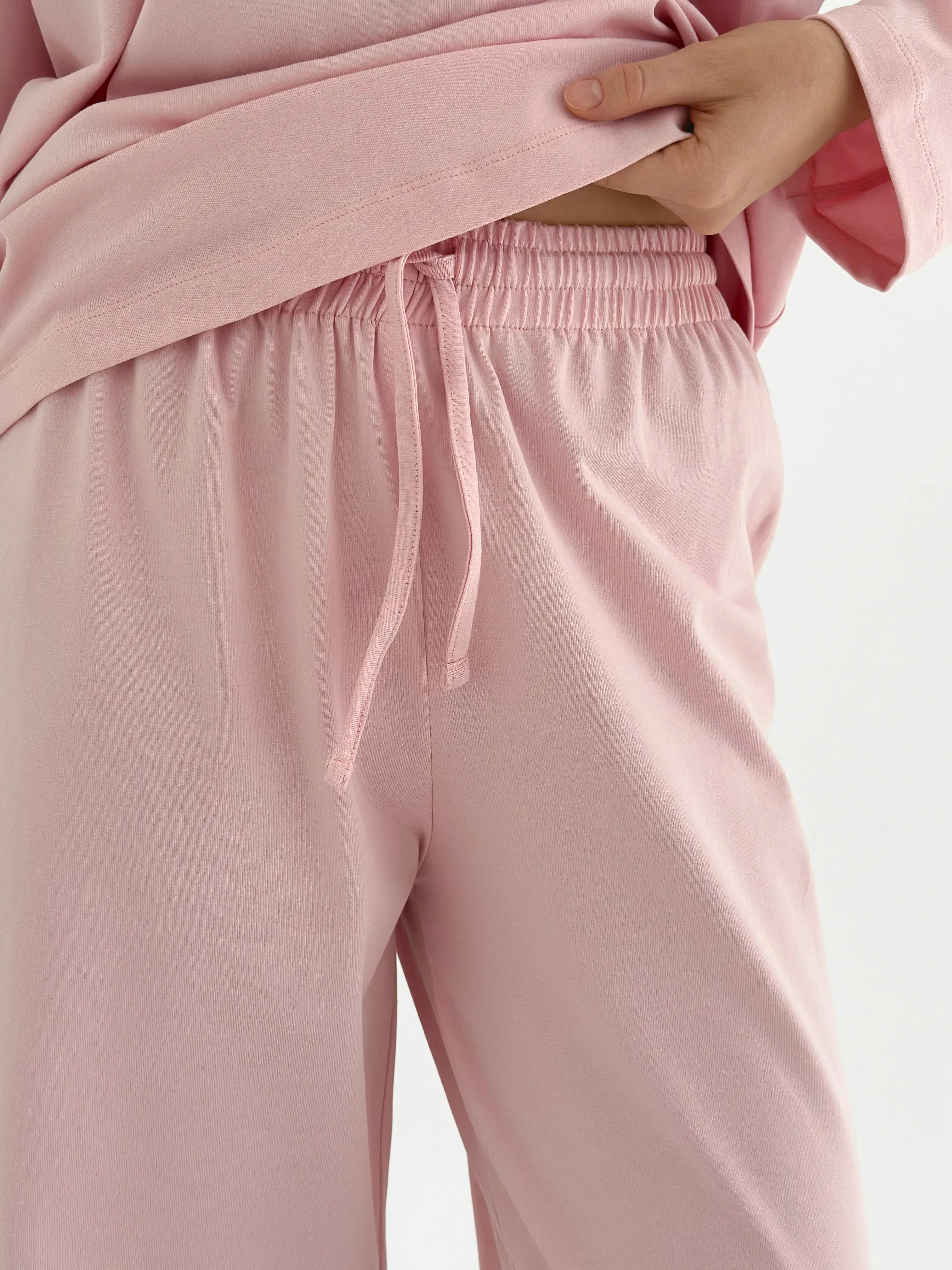 Knitwear Coolir set of long sleeves wide and pants pink