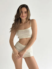 Ribana Set Strappy Top and Mini Shorts Blue Flower