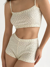 Ribana Set Strappy Top and Mini Shorts Blue Flower