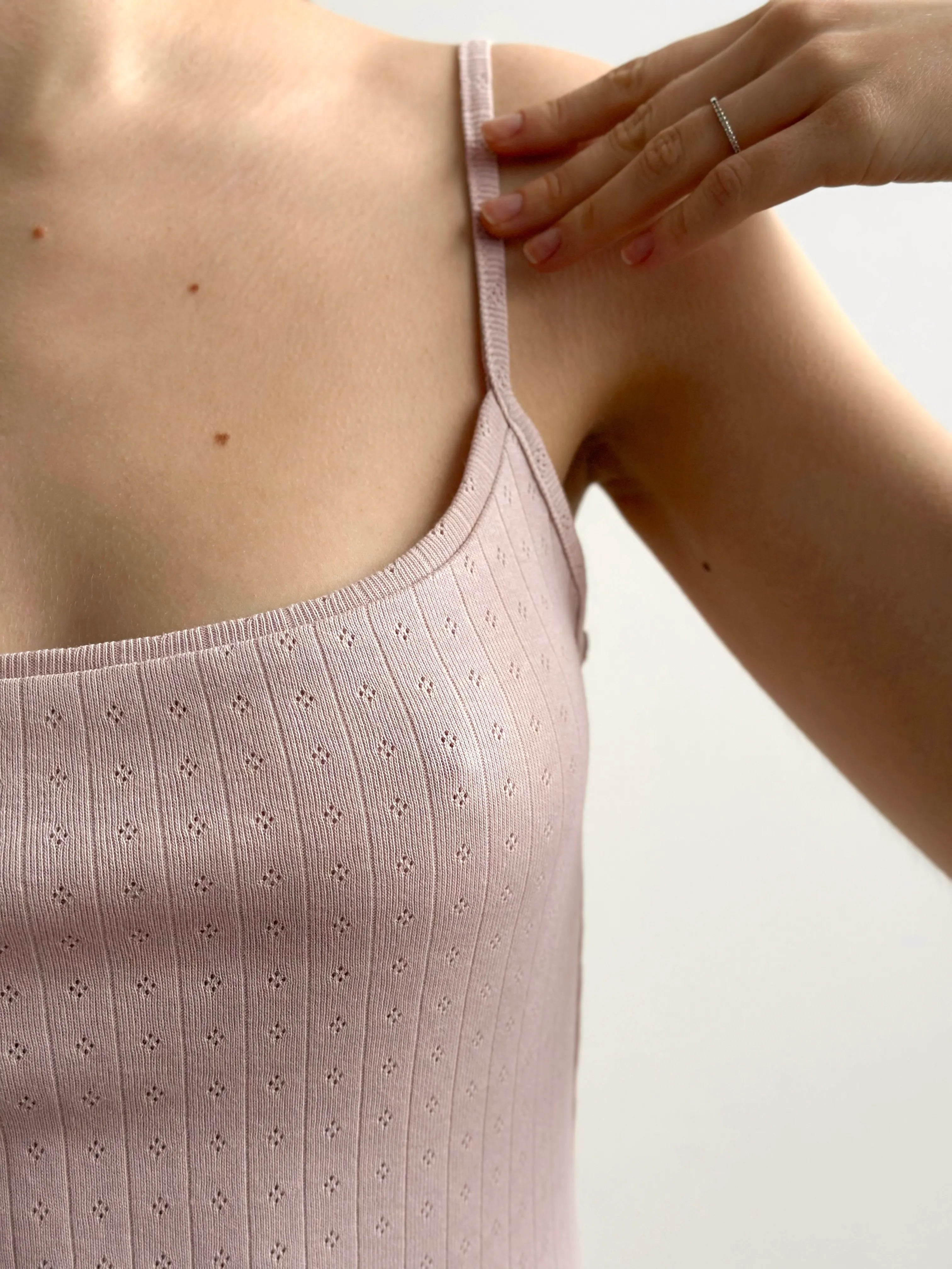 Ribbed sleep dress powder