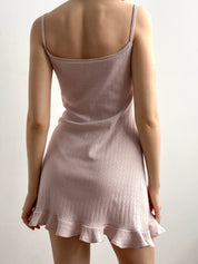 Ribbed sleep dress powder