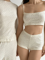 Ribana Set Strappy Top and Mini Shorts Blue Flower