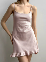 Ribbed sleep dress powder