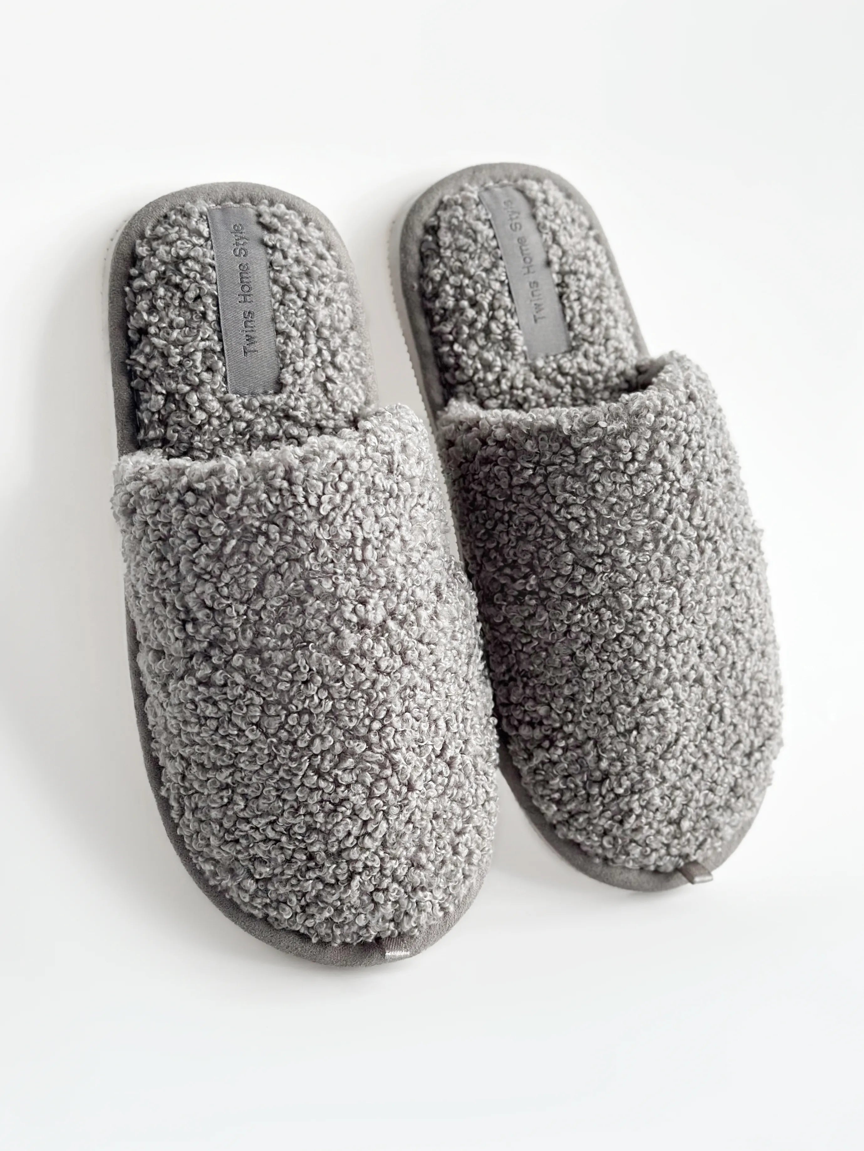 Children's fur slippers TEDDI gray