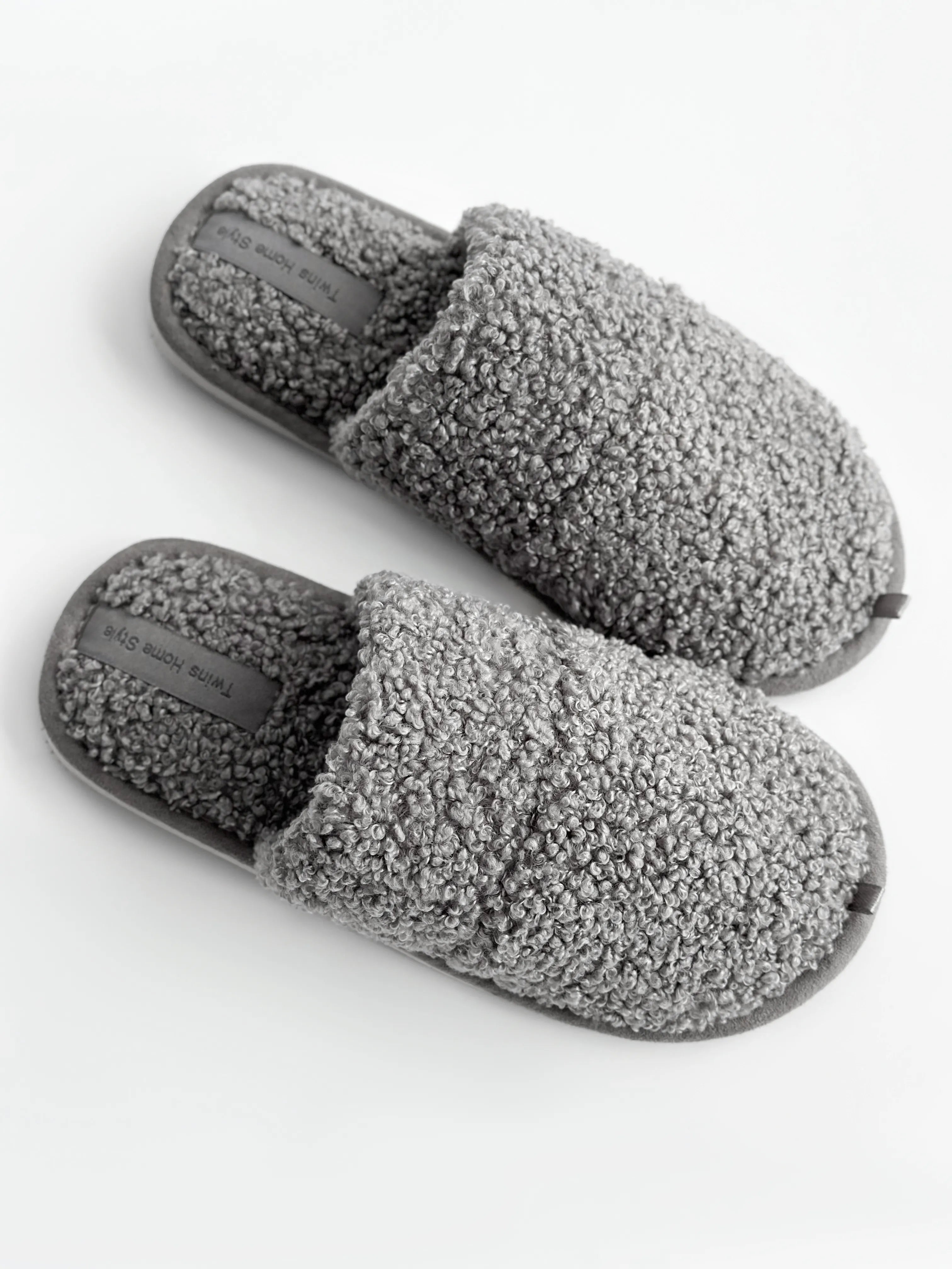 Children's fur slippers TEDDI gray