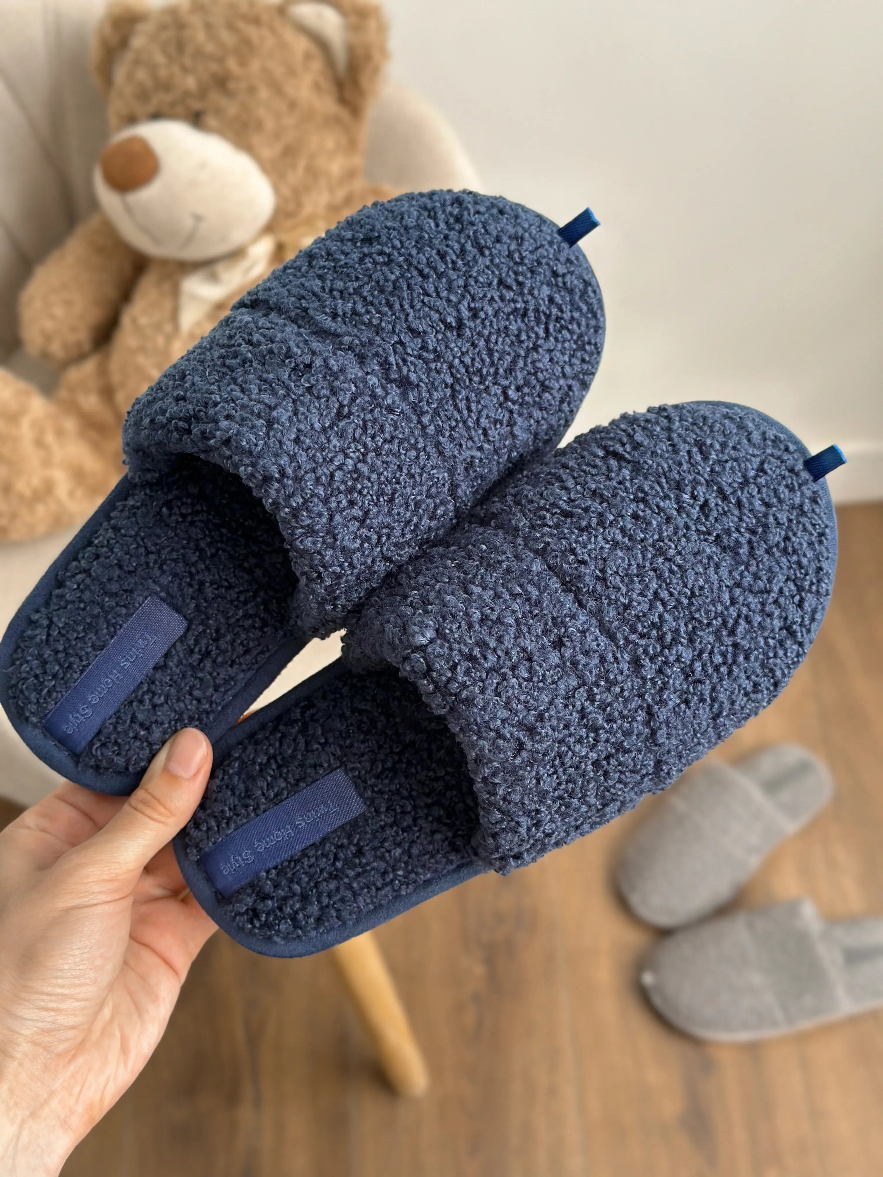 Kids’ Soft Teddy Slippers in Blue