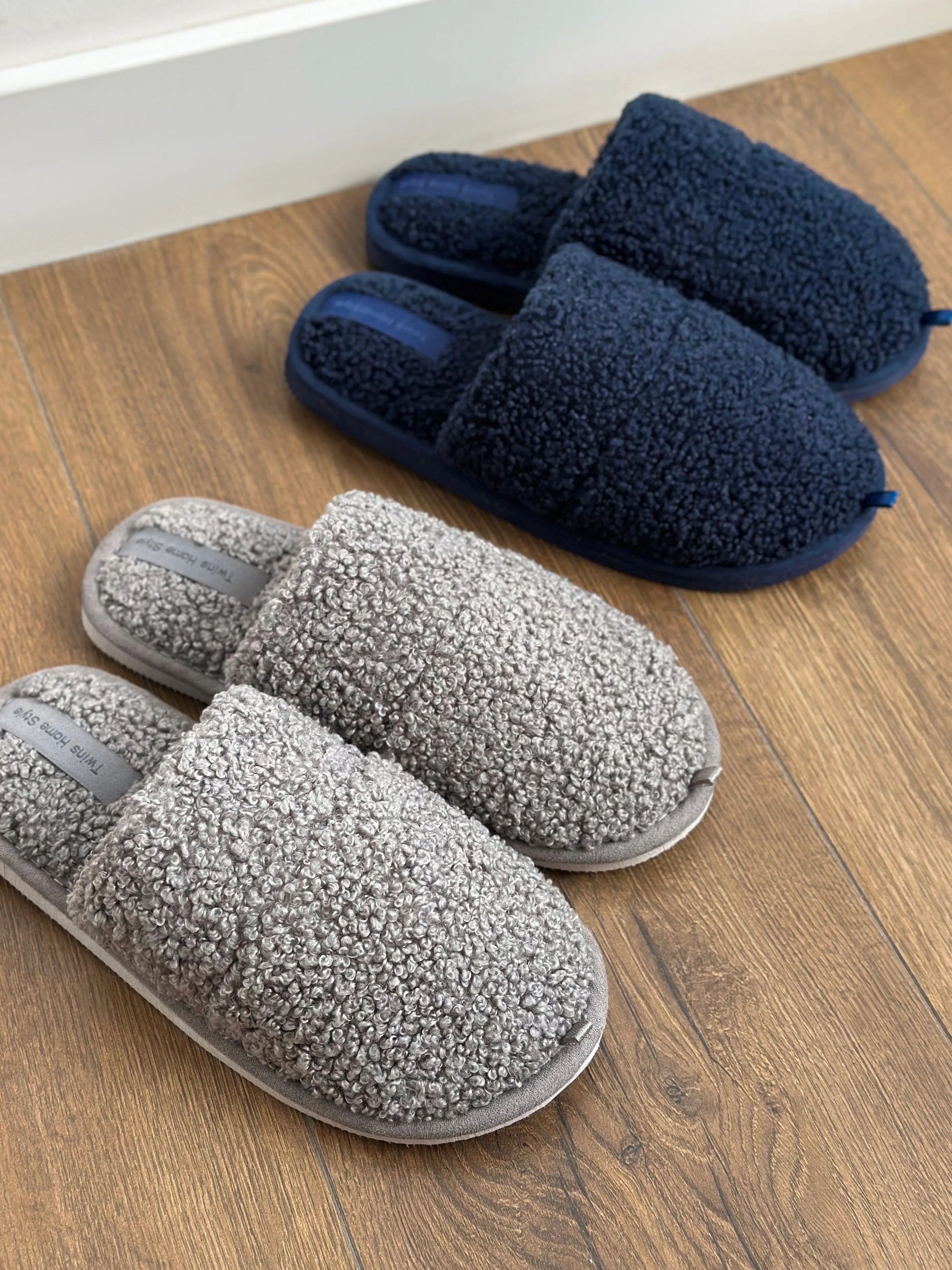 Children's fur slippers TEDDI gray
