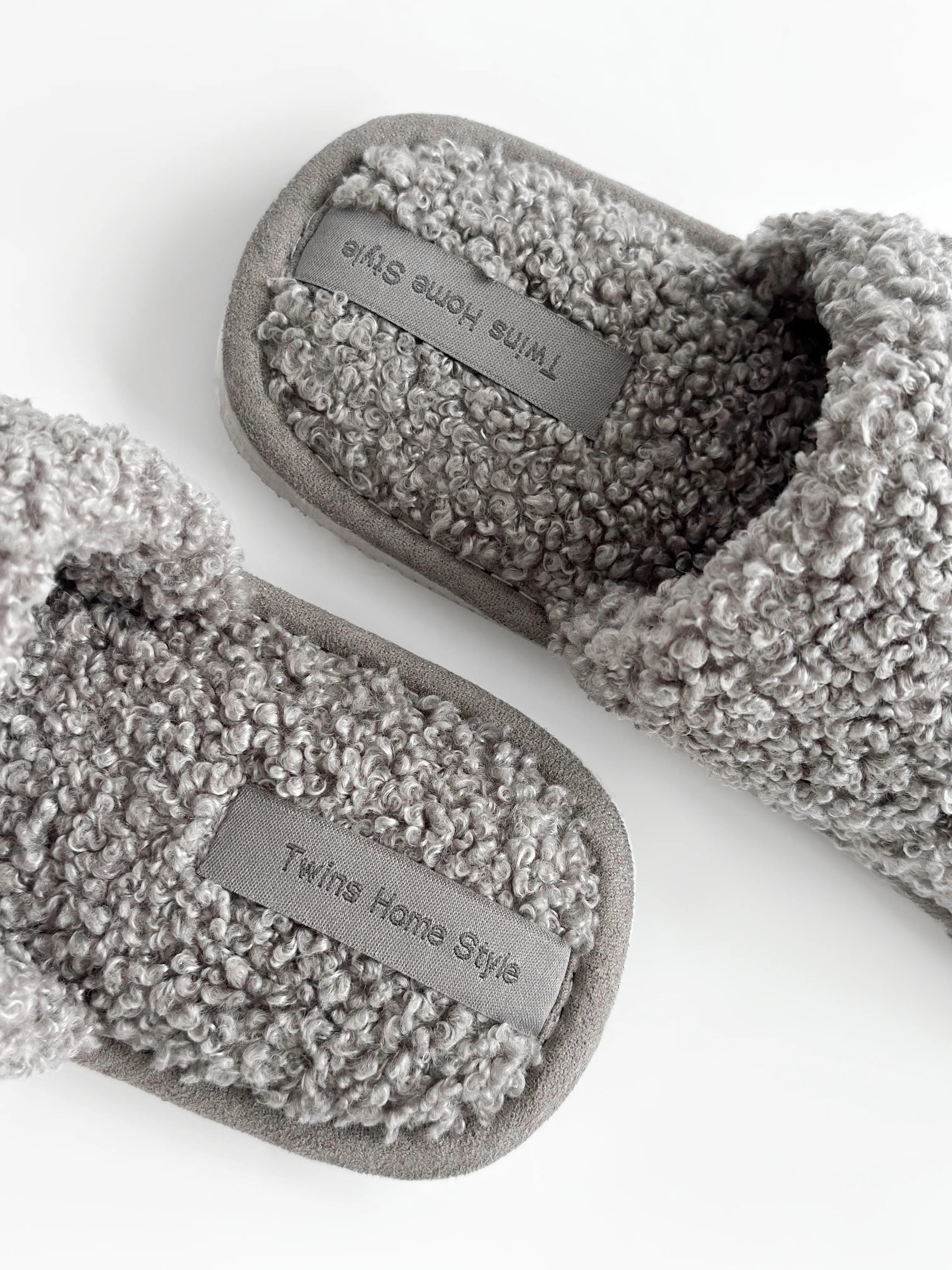 Children's fur slippers TEDDI gray