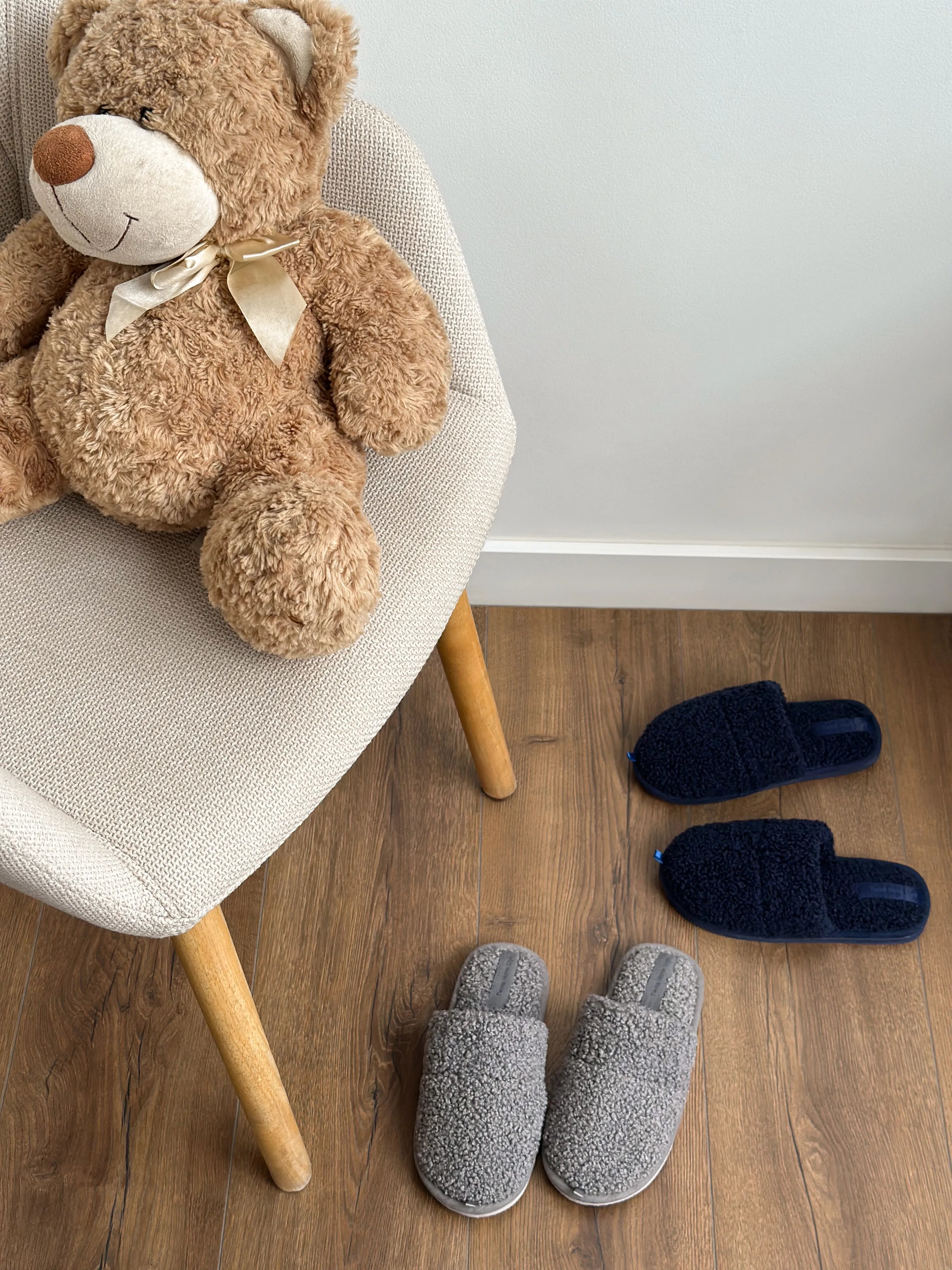 Children's fur slippers TEDDI gray