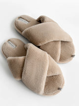 Women's slippers HS-LUX fur latte