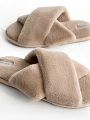 Women's slippers HS-LUX fur latte