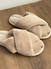 Women's slippers HS-LUX fur latte