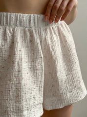 Muslin tank top and shorts suit white daisy
