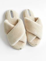 Women's slippers HS-LUX fur milk