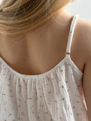 Muslin tank top and shorts suit white daisy
