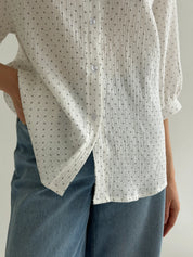 Muslin shirt plus in milky color