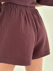 Muslin set 2-layer T-shirt and shorts chocolate