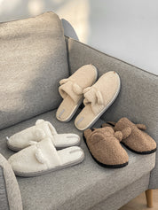 Women's HS fur slippers TEDDI milk