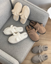 Women's HS fur slippers TEDDI milk