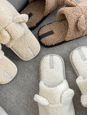 Women's HS fur slippers TEDDI milk