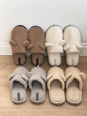 Women's HS fur slippers TEDDI milk