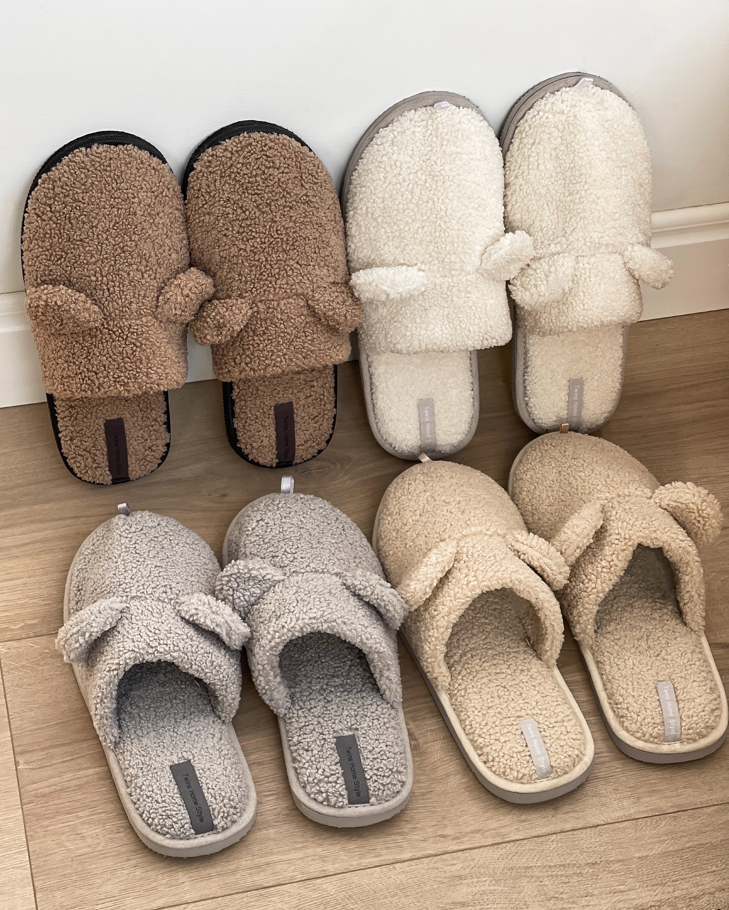 Women's HS fur slippers TEDDI milk