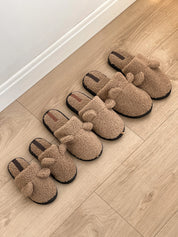 Children's fur slippers TEDDI brown