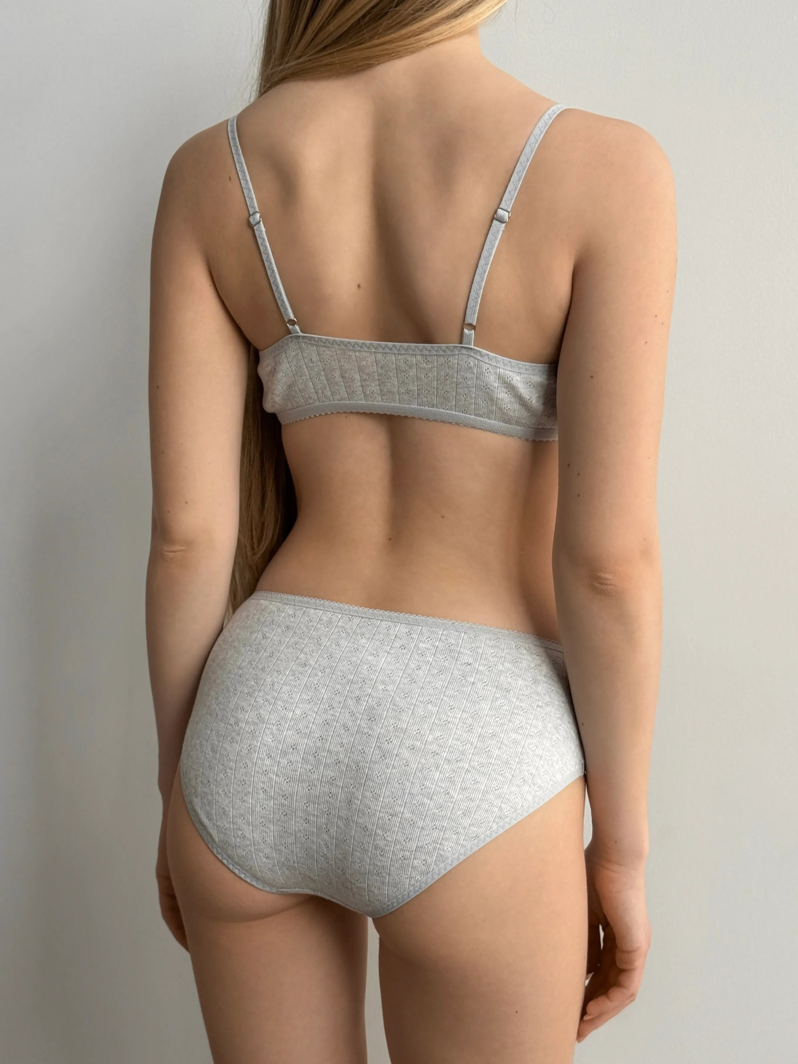 Lingerie Top Light Gray Ribbed
